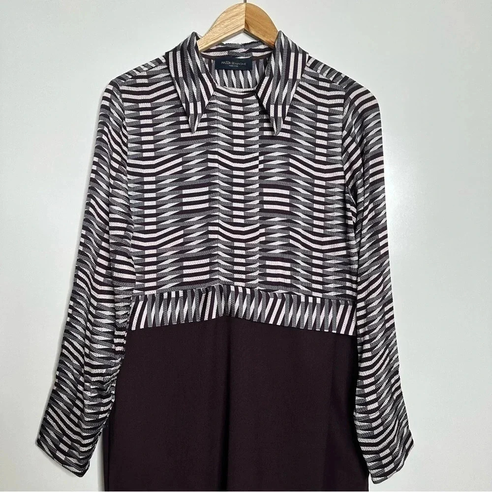 Piazza Sempione Wool Blend Long Sleeve Dress Size EU 40 - Picture 2 of 14